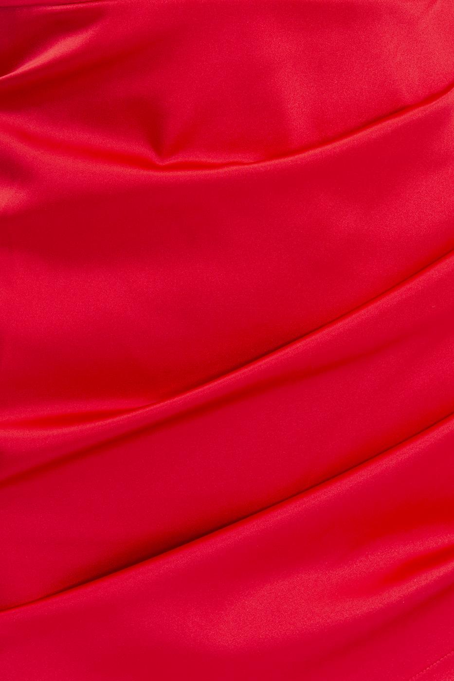 Bayan Kırmızı Askılı Mini Saten Elbise