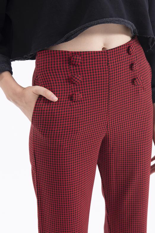 Yüksek Bel Düğmeli Straight  Pantolon