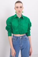 Bayan Yeşil Rahat Poplin Gömlek