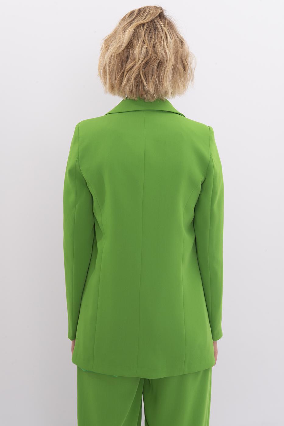 Bayan Yeşil Kruvaze Kapama Blazer Ceket