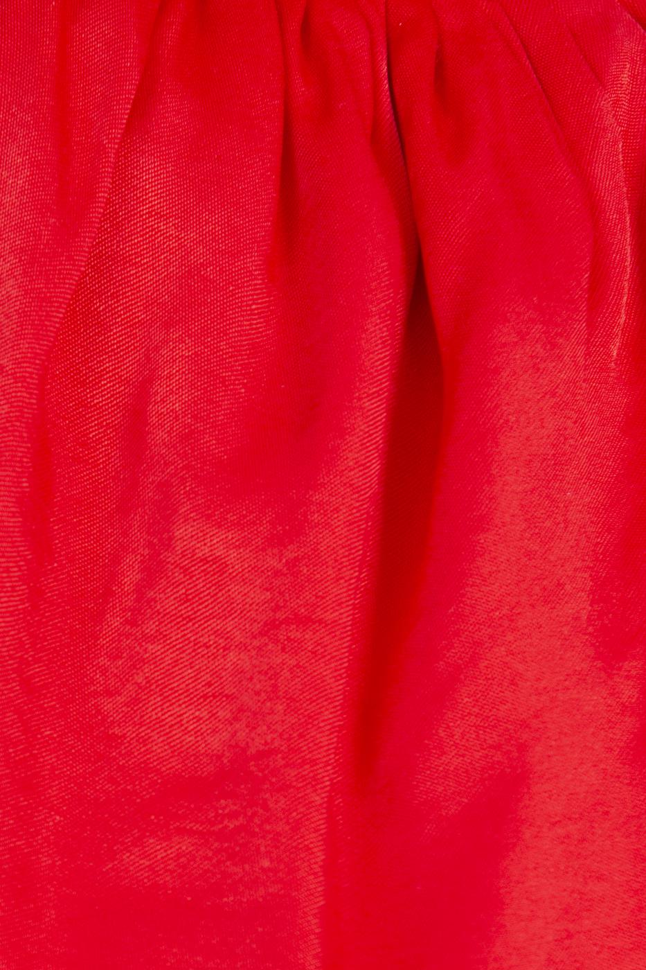Bayan Kırmızı Dik Yakalı Kruvaze Kolsuz Bluz