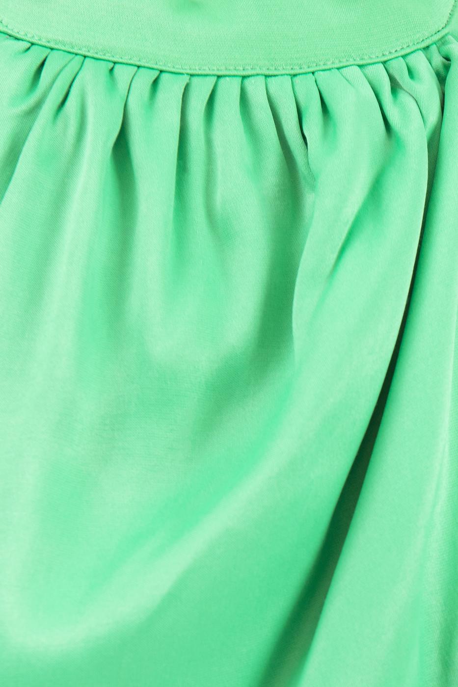 Bayan Yeşil Dik Yakalı Kruvaze Kolsuz Bluz