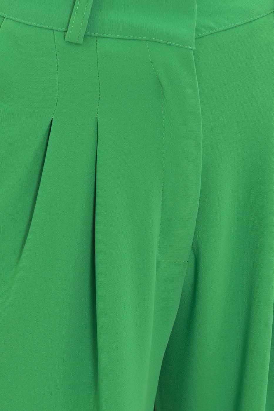 Bayan Yeşil Yüksek Bel Pileli Bol Pantolon