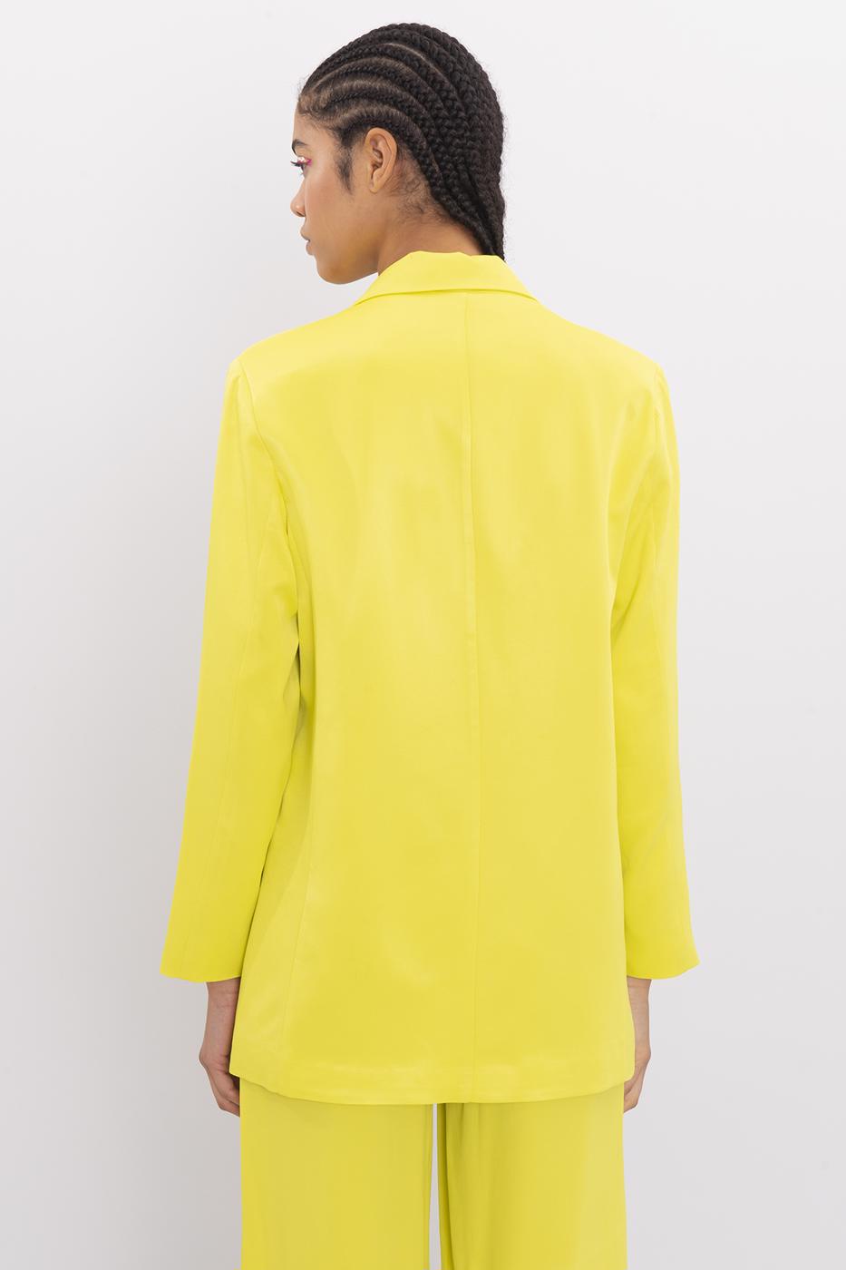 Bayan Sarı Saten Blazer Ceket