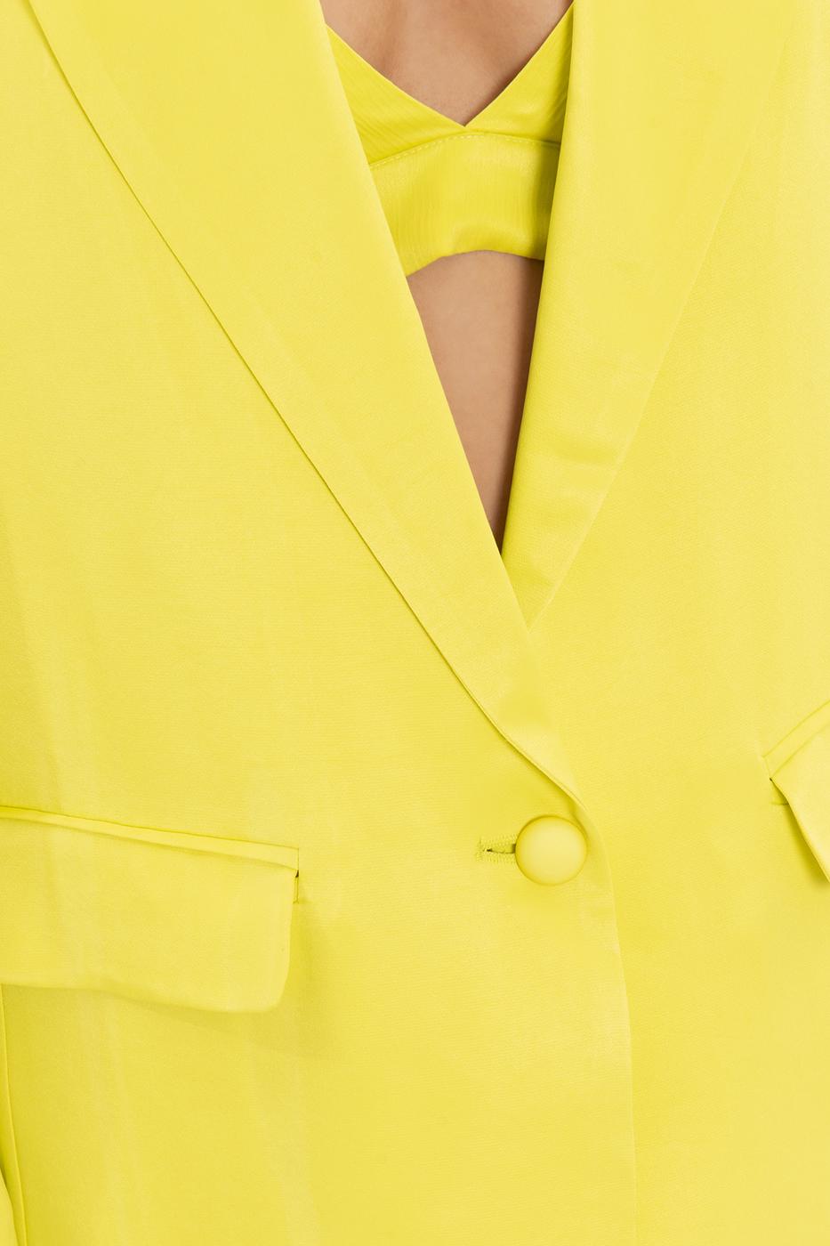 Bayan Sarı Saten Blazer Ceket