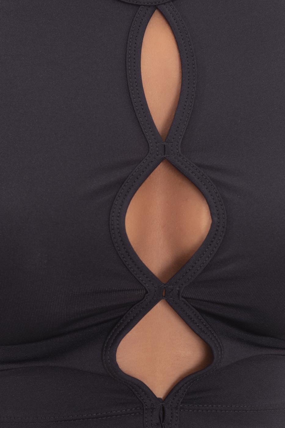 Bayan Siyah Pencere Detaylı Kolsuz Crop Body