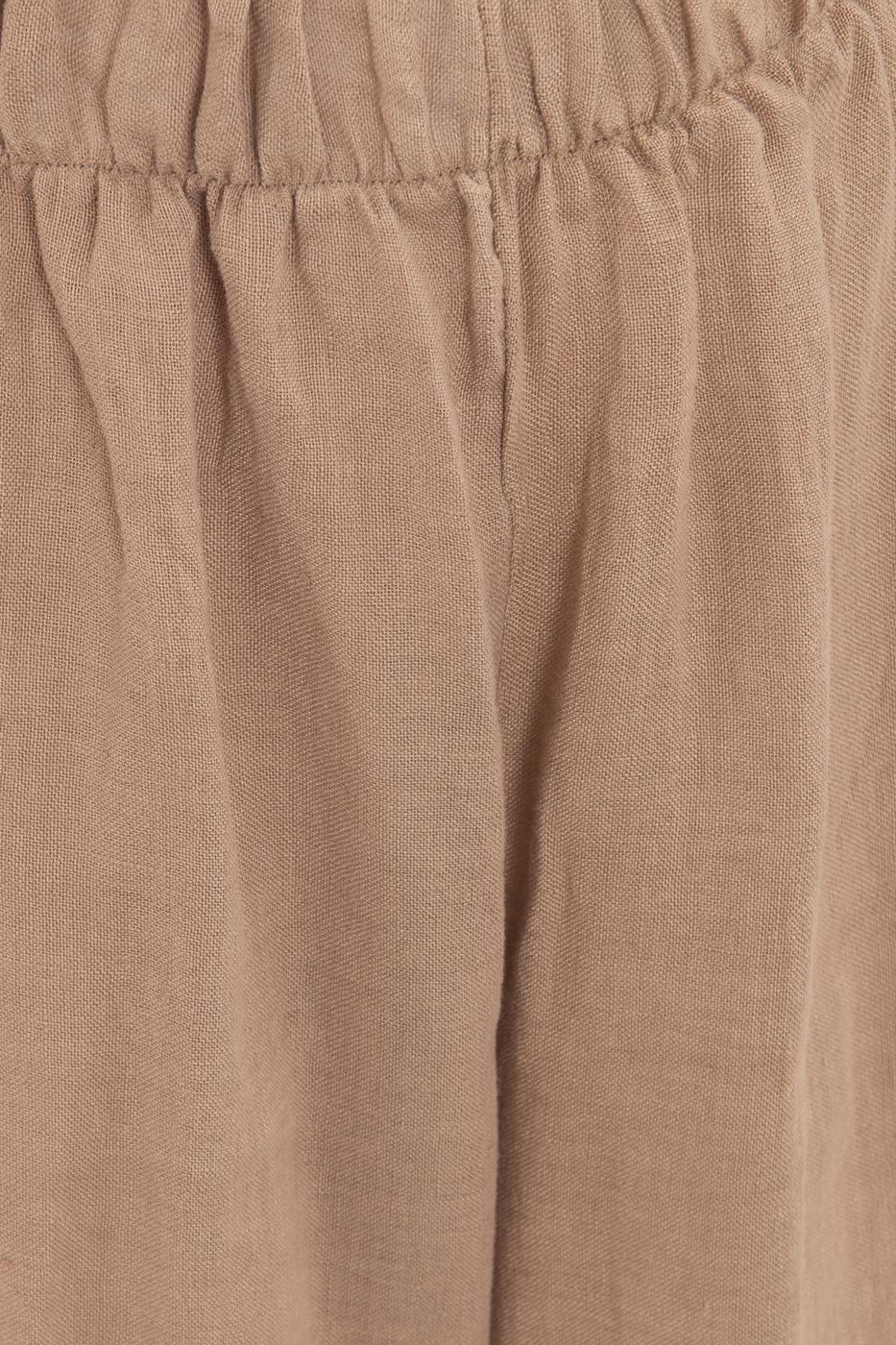 Bayan Kahverengi Derin Yırtmaçlı Bol Pantolon