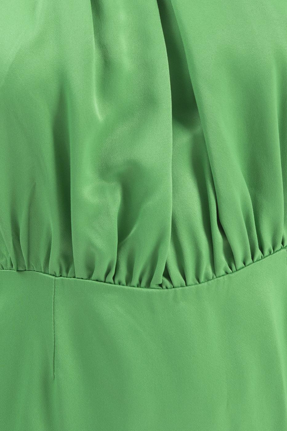 Bayan Yeşil Taşlı Askı Detaylı Mini Saten Elbise