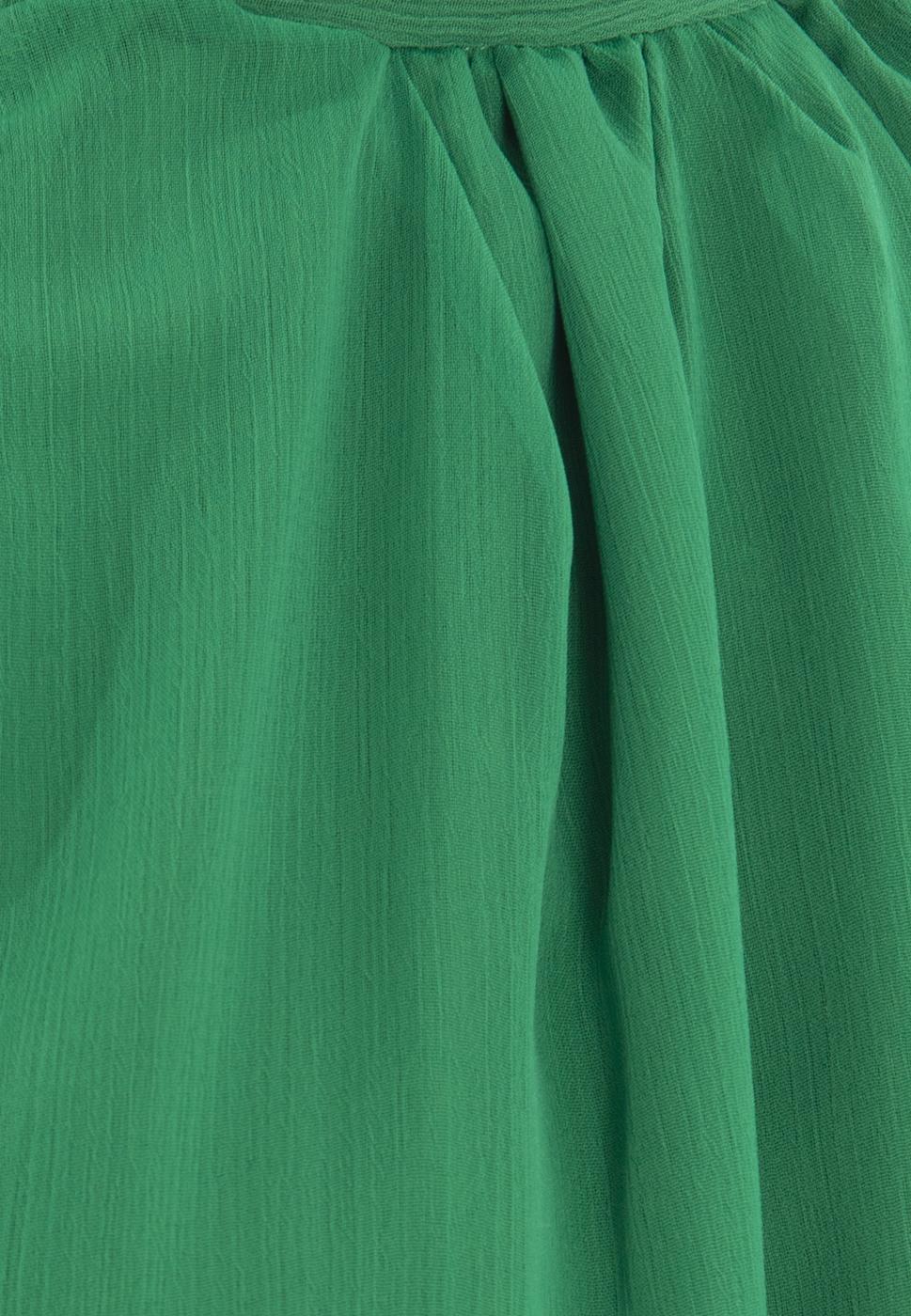Bayan Yeşil Dik Yakalı Bol Mini Elbise