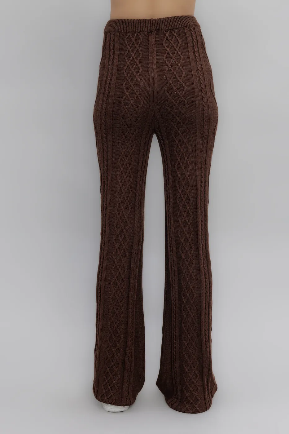 Bayan Kahverengi Jakarlı Örme Pantolon