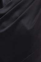 Bayan Siyah Degaje Yakalı Saten Crop Bluz