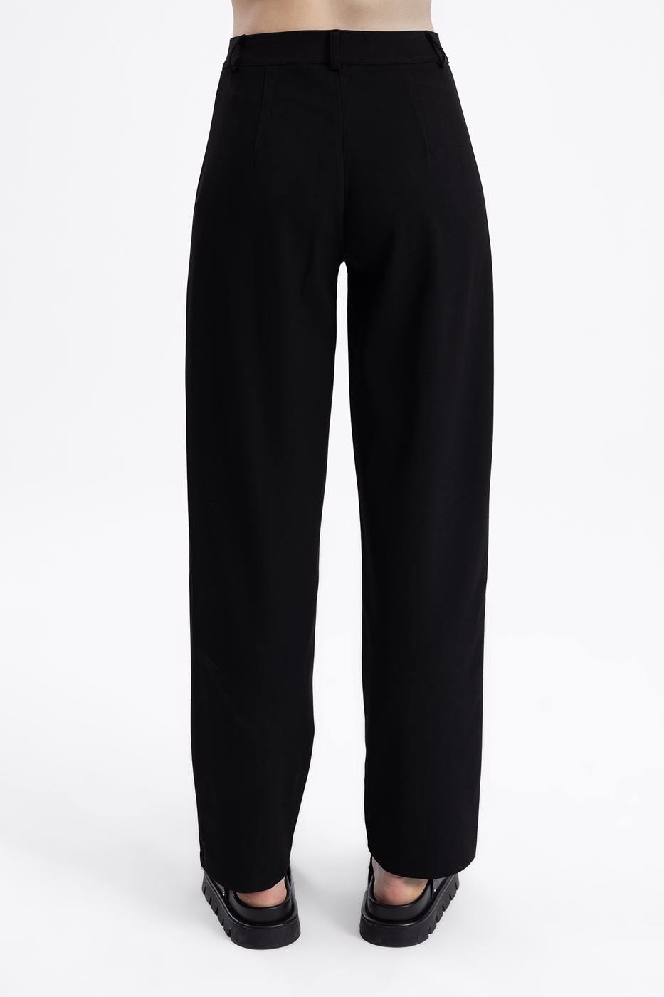 Bayan Siyah Orta  Bel  Klasik  Kumaş Pantolon
