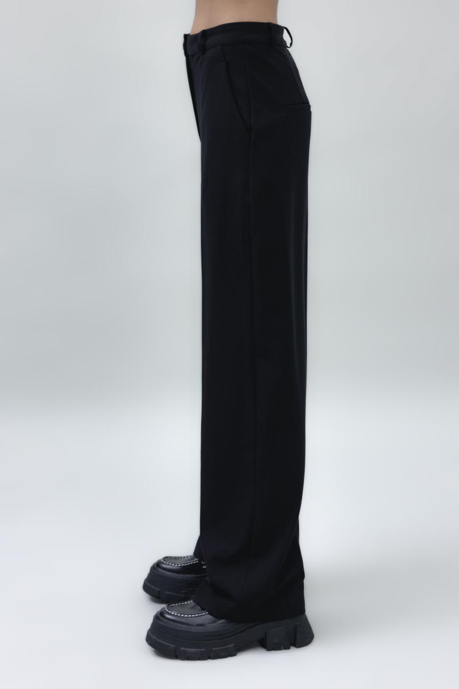Bayan Siyah Yüksek Bel Düz Kesim Klasik Pantolon