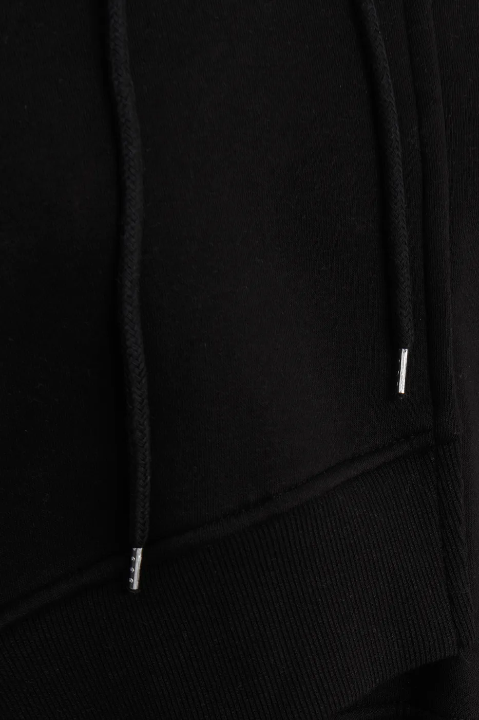 Bayan Siyah Kapüşonlu Nakış Detaylı Şardonlu Sweatshirt