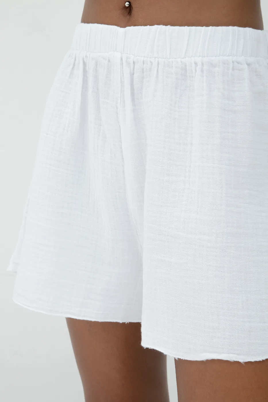 Bayan Beyaz %100 Cotton Mini Şort