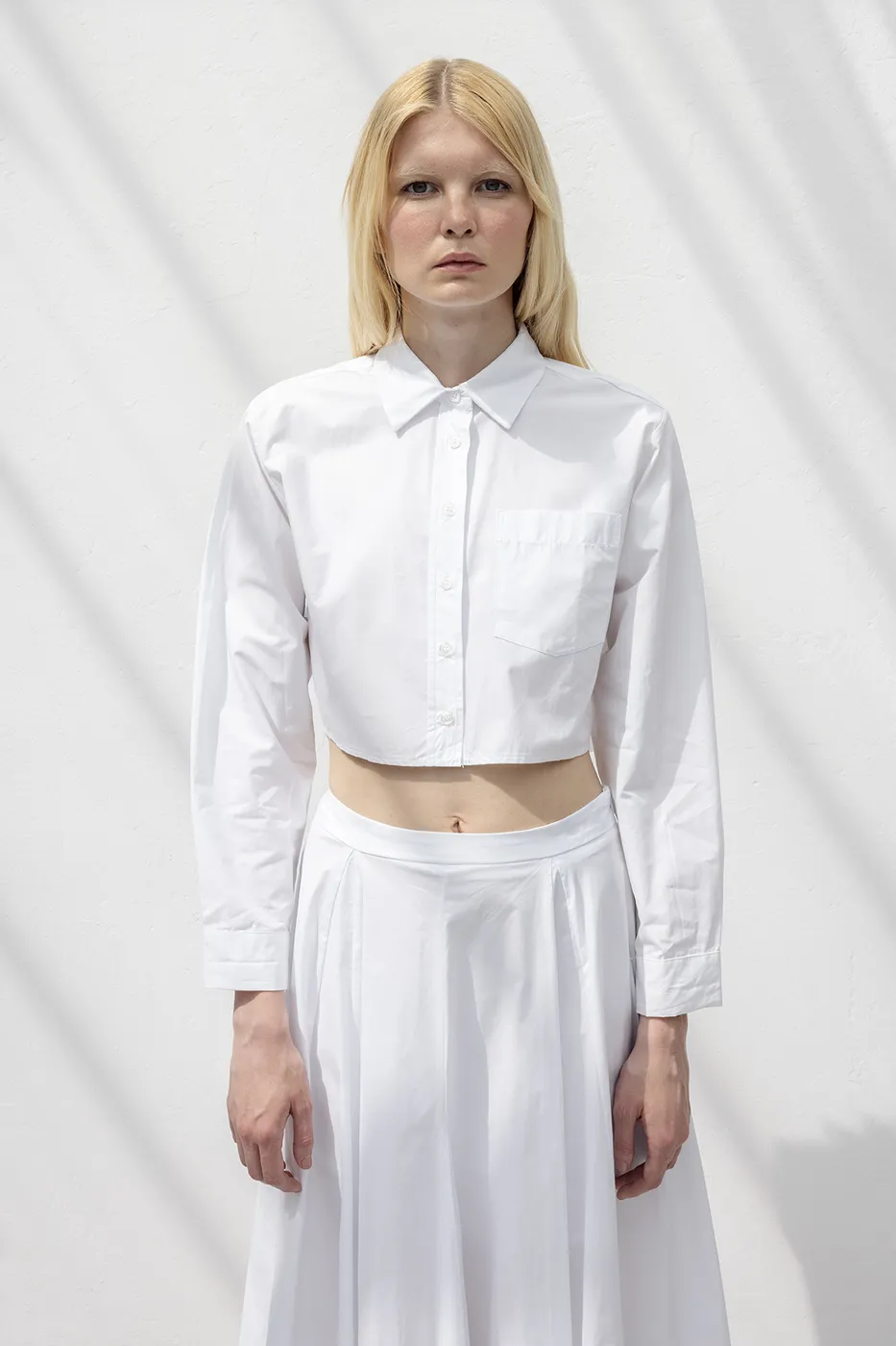 Bayan Beyaz %100 Cotton Crop Gömlek
