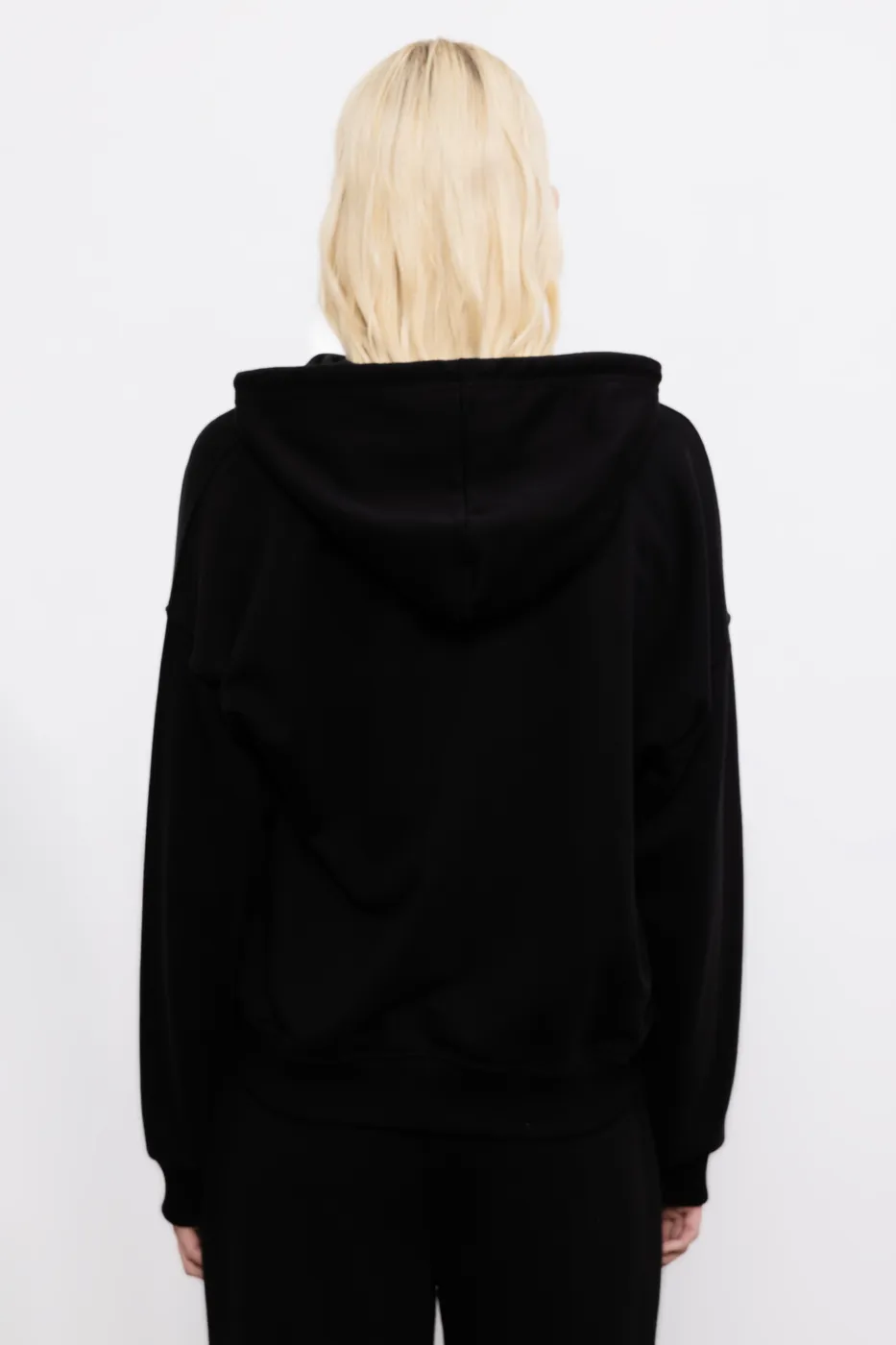 Bayan Siyah Kapüşonlu Oversize Sweatshirt