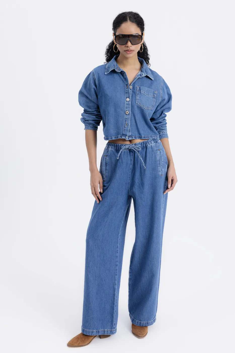 Bayan Lacivert Jogger Denim Pantolon