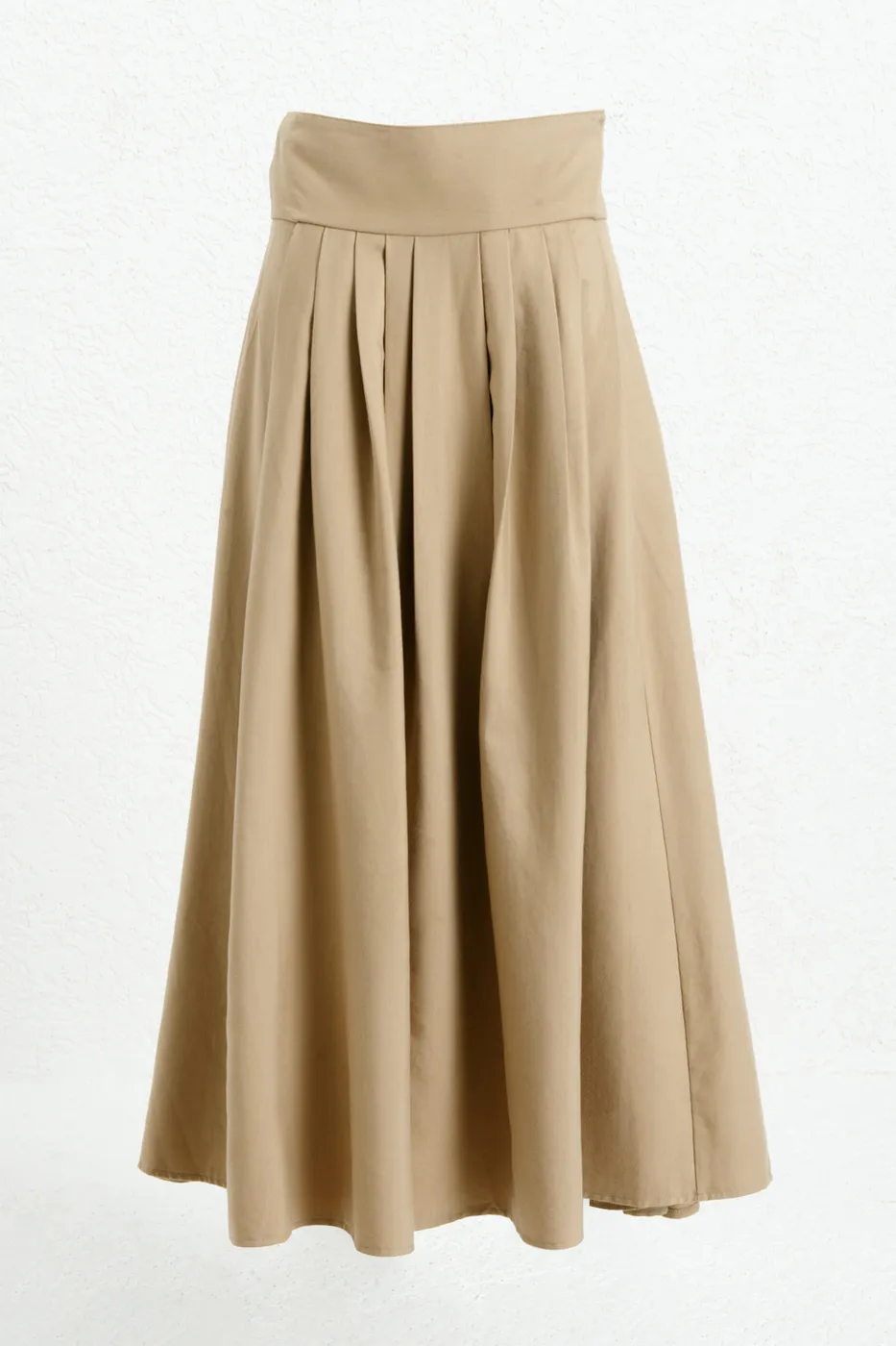 Bayan Camel %100 Tencel Pile  Detaylı  Midi Etek