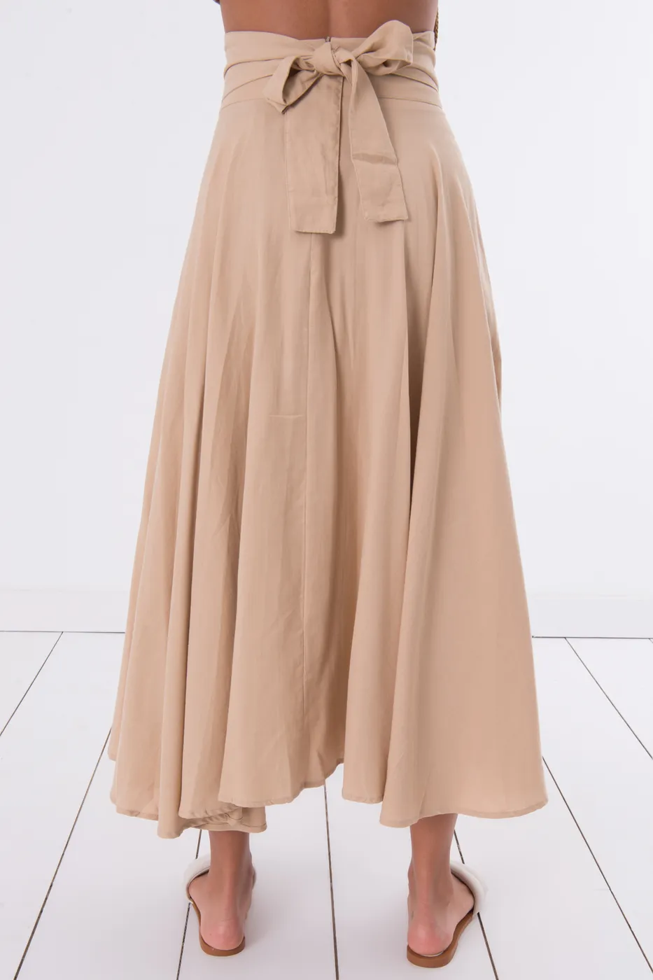 Bayan Camel %100 Tencel Pile  Detaylı  Midi Etek