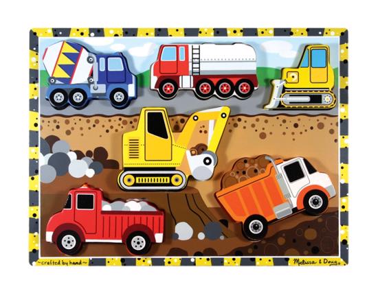 Men genel Wooden Chunky Puzzle - Construction Vehicles