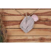  Knitwear Deer Pattern Hat - Gray Pink (6-12 Months) 