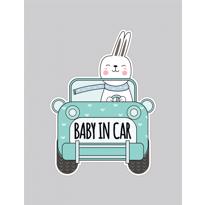 genel Araba Sticker : Baby In Car Bunny 