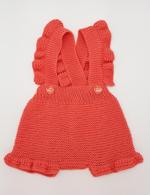 Men genel Organic Hand-Knit Frilly Rompers Vermillion 0-6 Months