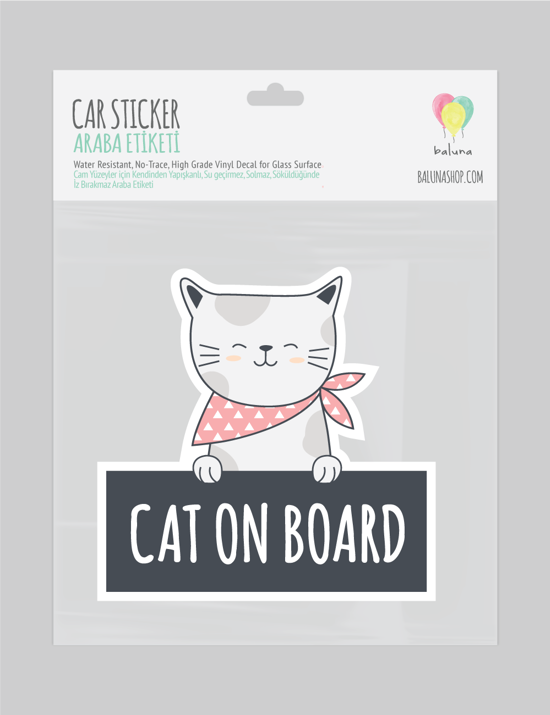 Men genel Cat on Board Car Sticker
