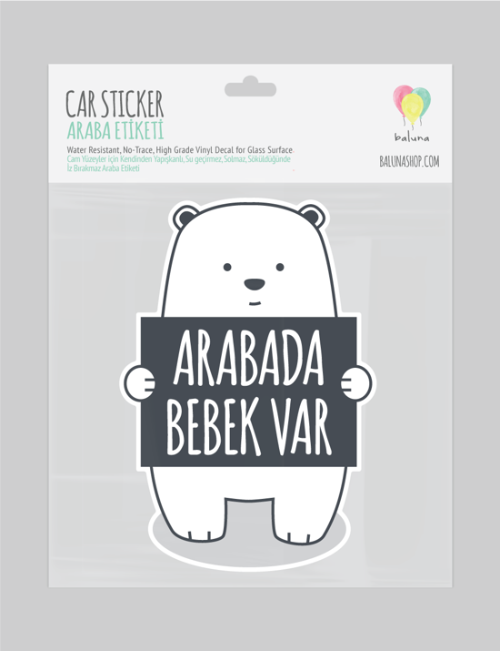 Men genel Arabada Bebek Var Ayıcık Araba Sticker