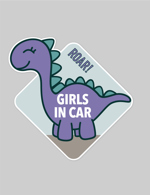 Men genel Girls in Car Dino Car Sticker