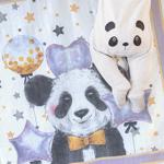Men genel Fashion Panda- 100x100 cm, %100 Organik Pamuk Müsl