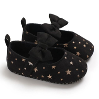 genel Siyah Yıldız Desen Bebek Ayakkabı 
