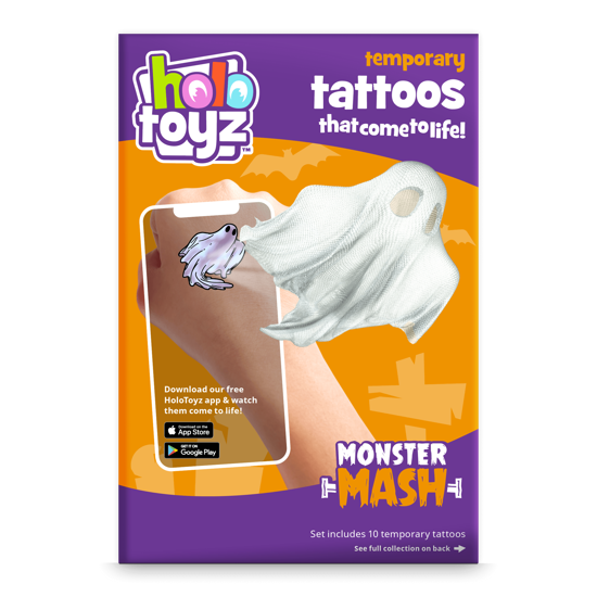 Erkek genel HoloToyz Tattoo Monster Mash AR Uyumlu Geçici Dövm