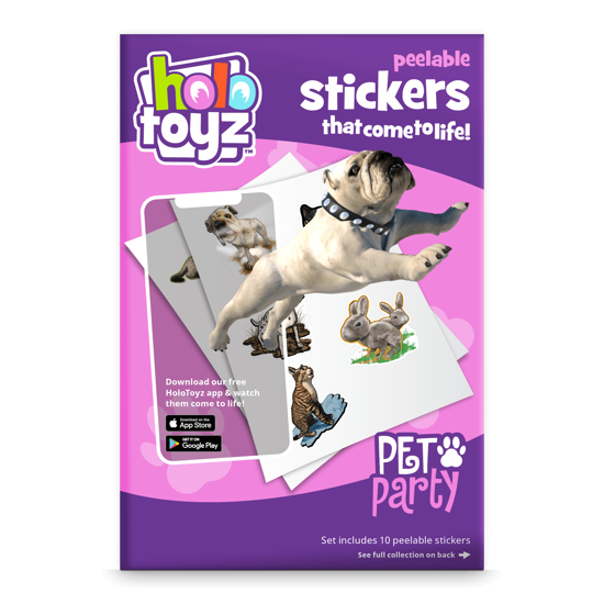 Men genel HoloToyz Sticker Pet Party AR Uyumlu Etiket