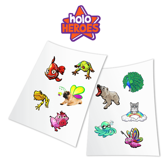 Men genel HoloToyz Sticker Holo Heroes AR Uyumlu Etiket