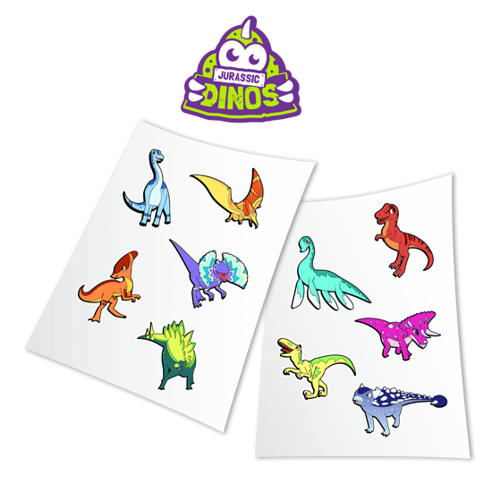Erkek genel HoloToyz Sticker Jurassic Dinos AR Uyumlu Etiket