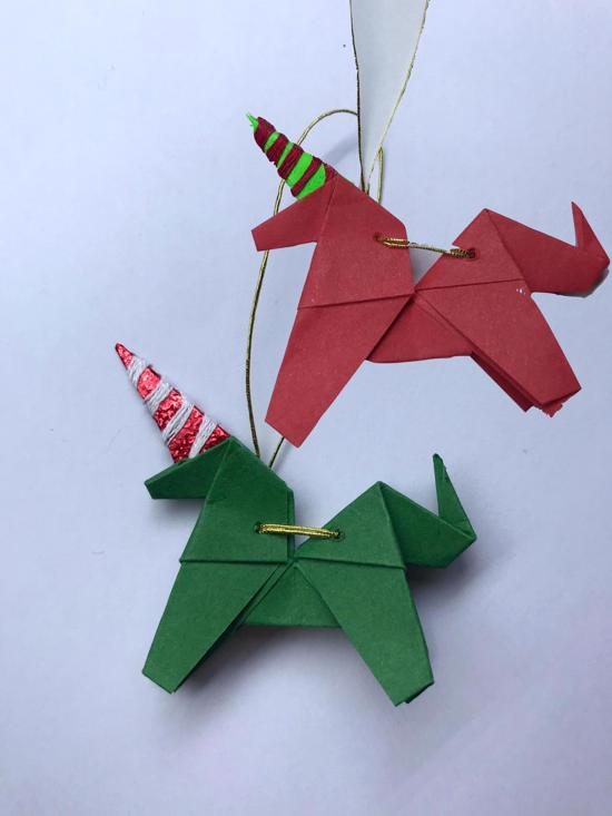 Men genel Yılbaşı - Unicorn Origami Ağaç Süsü 2li