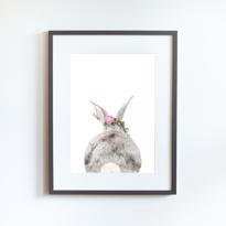 genel Forest Animals	 Bunny Butt with Flower Büyük-	Gri 