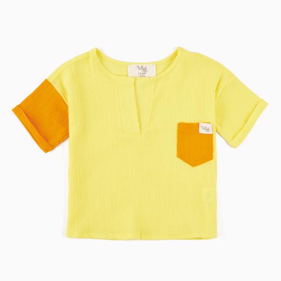 Men genel ColorBlock Unisex Sarı T-Shirt 2-4 Yaş