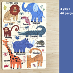 Erkek genel Seyahat Boy - Safari Vahşi Hayvanlar Puzzle 40 Par