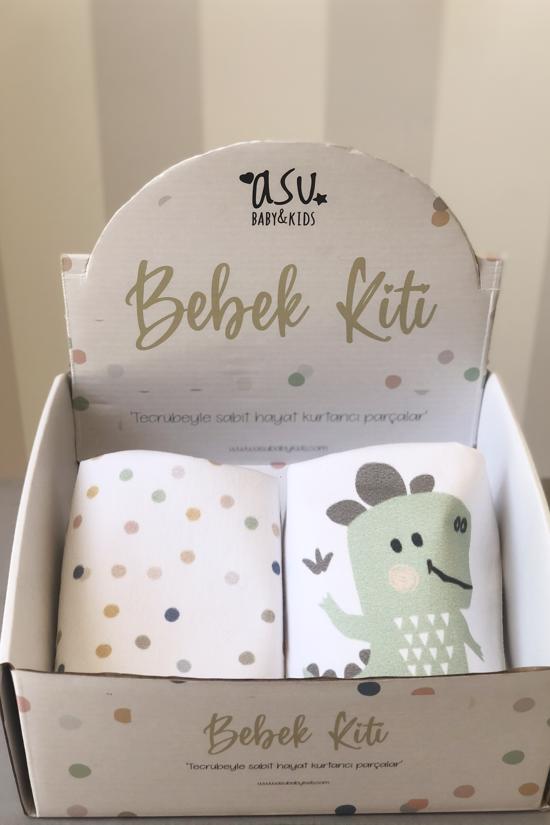 Erkek genel Pastel  2'li Org. Pamuk Önlük Dino-Dot