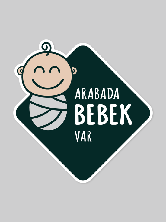 Men genel Arabada Bebek Var Siyah Araba Sticker