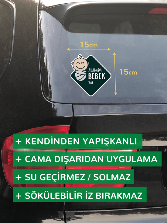 Men genel Arabada Bebek Var Siyah Araba Sticker