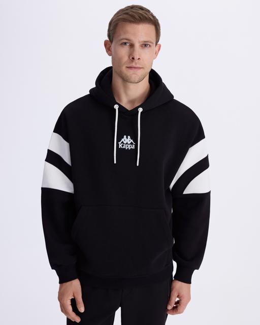 Siyah Authentic Benedict Hoodie Erkek Siyah-Beyaz Oversize Fit Hoodie - KAPPA® Türkiye