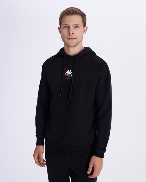 Siyah Authentic İtaly Hoodie Erkek Siyah Comfort Fit Hoodie - KAPPA® Türkiye