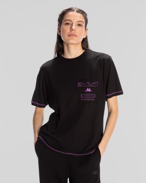 Siyah Authentic Kage T-Shirt Kadın Siyah Regular Fit Tişört - KAPPA® Türkiye