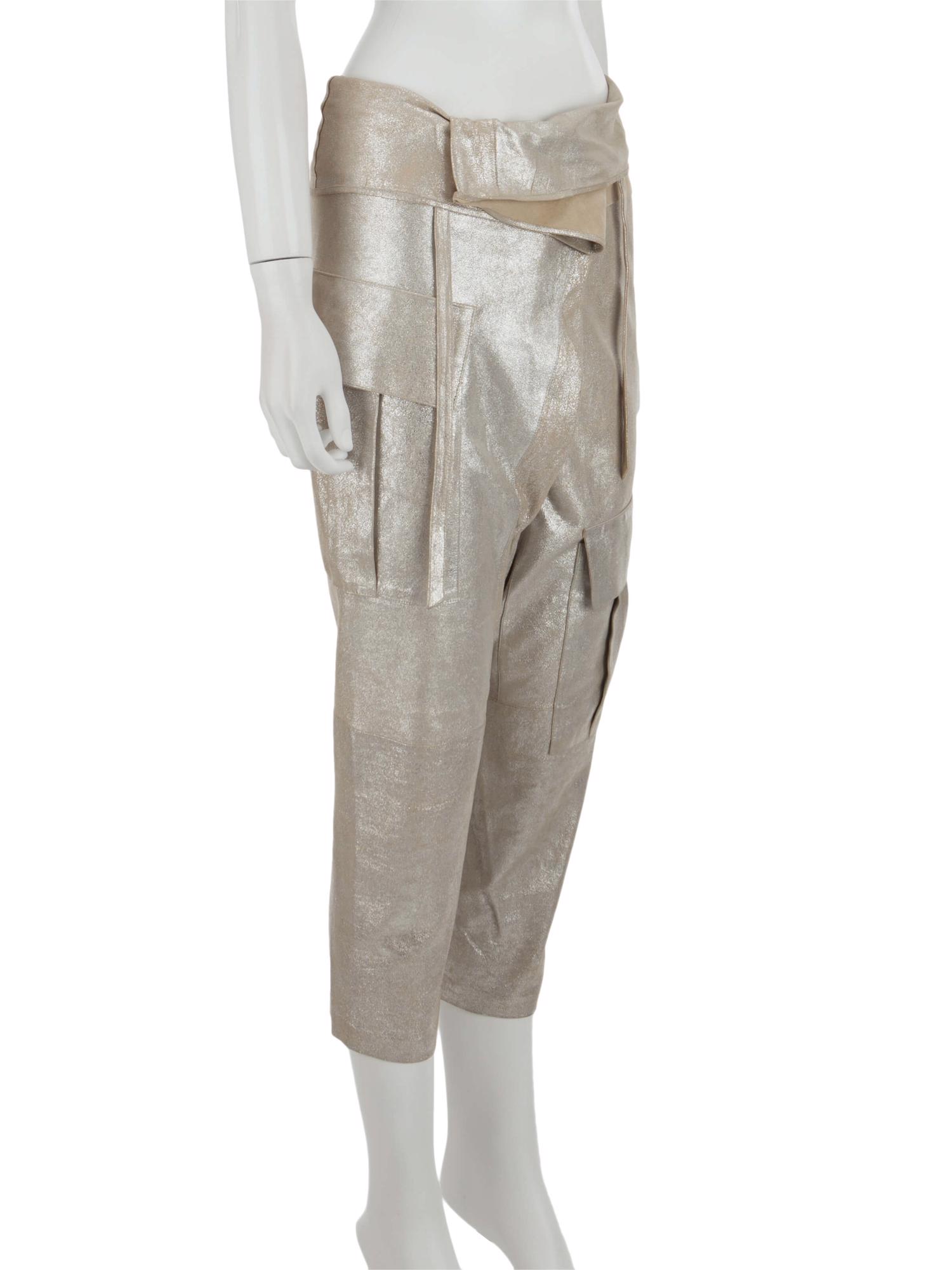Bayan Altın BALMAIN DERİ PANTOLON
