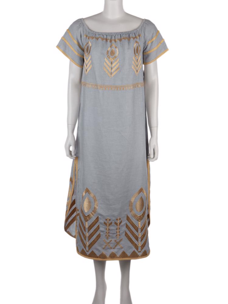 Bayan Gri GREEK ARCHAIC KORI ELBİSE