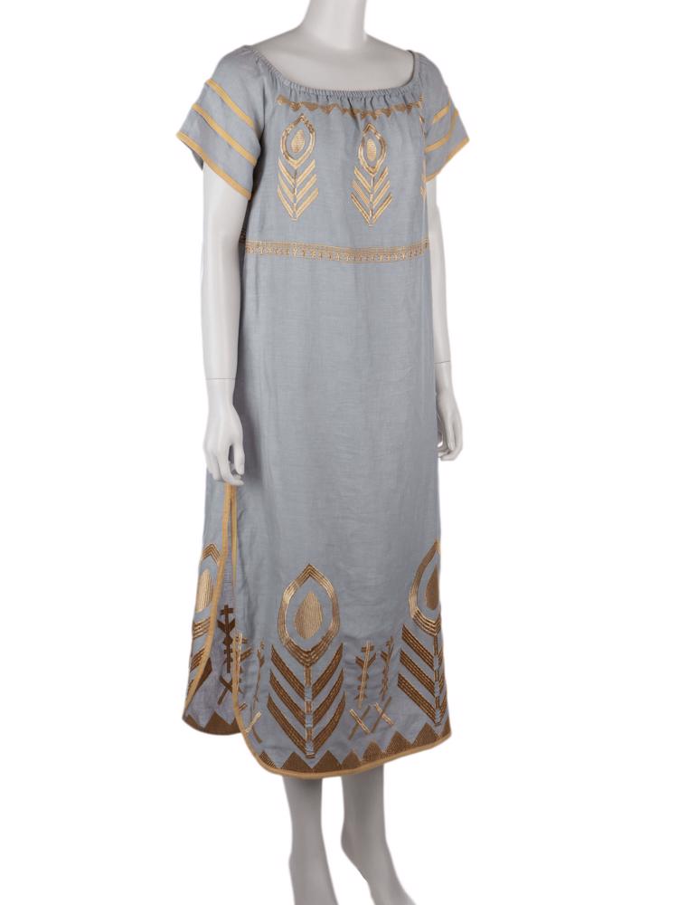 Bayan Gri GREEK ARCHAIC KORI ELBİSE